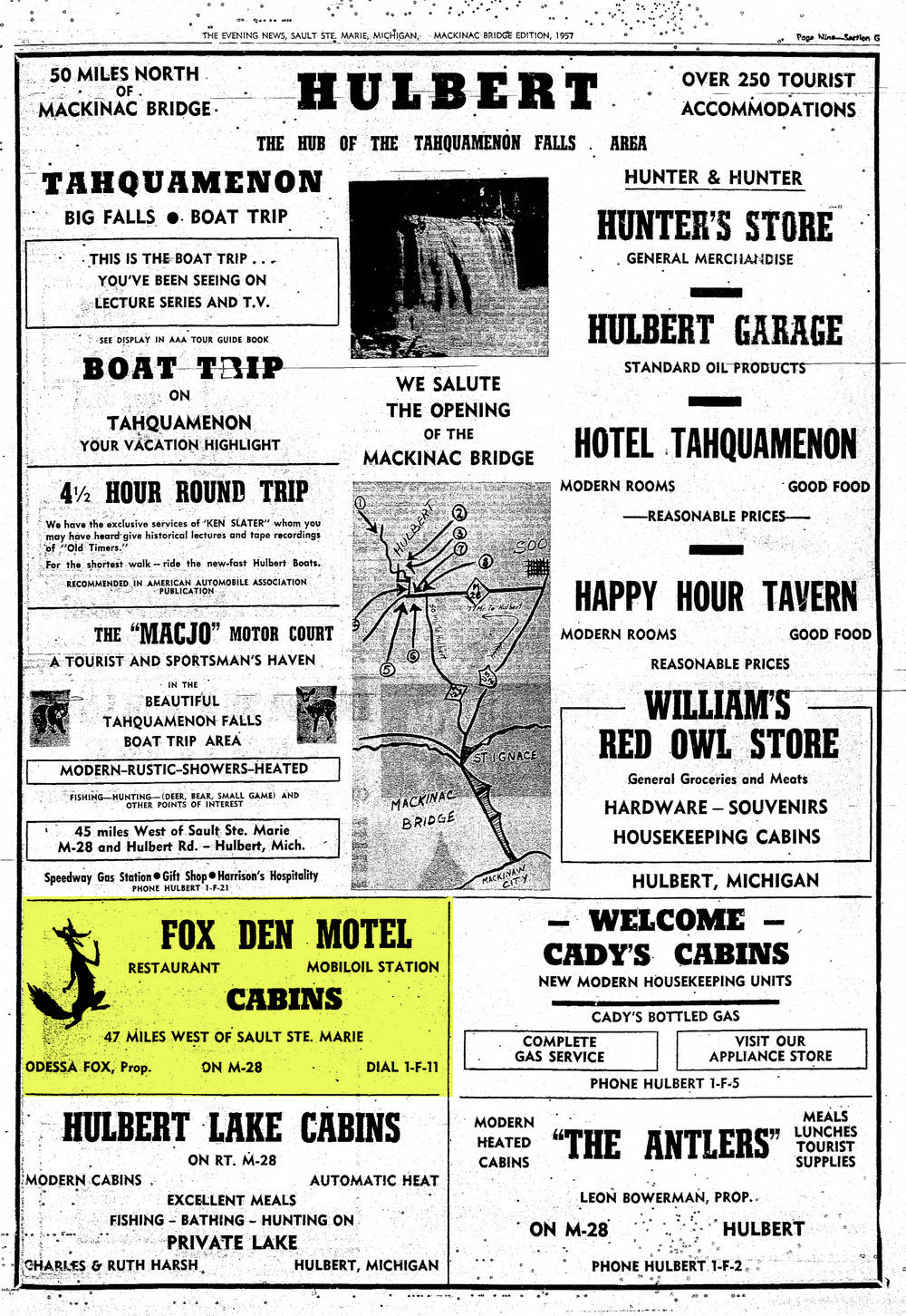 Fox Den Restaurant & Motel - Nov 1 1957 Ad